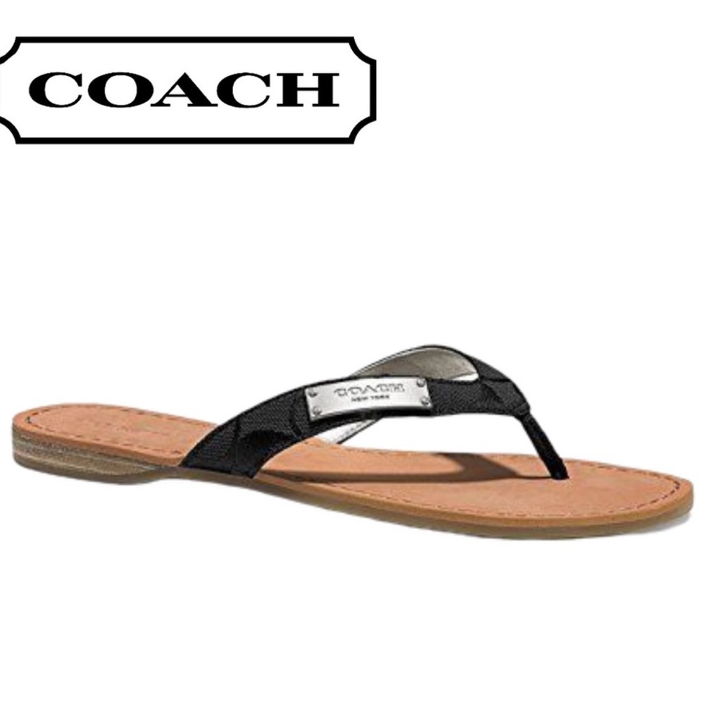 Coach Black and Tan Sandals